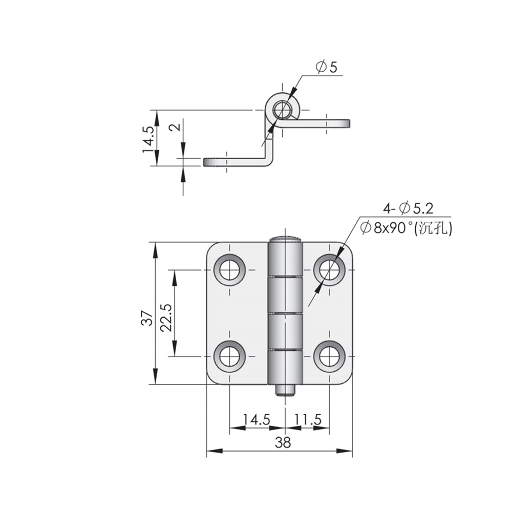 CL252 Compact Stainless Steel Hinge - 180° Opening for Lightweight Doors and Enclosures