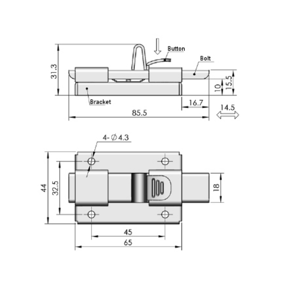  DK610 Stainless Steel Sliding Bolt Latch with Electrolytic Finish, 765N Load Capacity