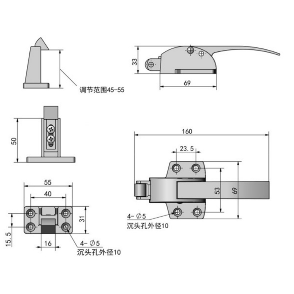 Product Name: DK616 Adjustable Over-Center Lever Latch with Key Lock