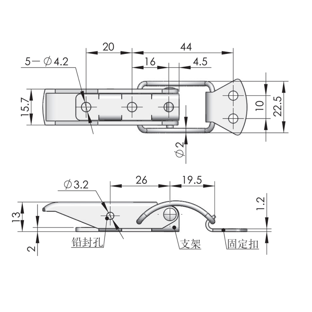  DK617 Stainless Steel Over-Center Latch with Wire Bail Handle