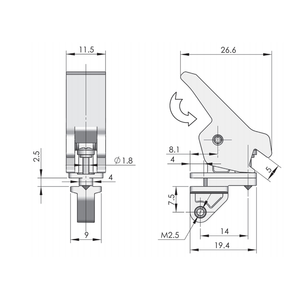 DK623 Lightweight Spring-Loaded Toggle Latch with Stainless Steel Screws