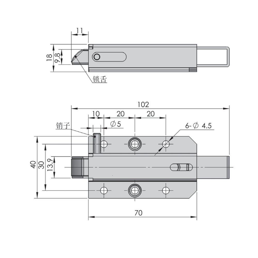 DK633 Sliding Bolt Latch with Adjustable Lock Tongue