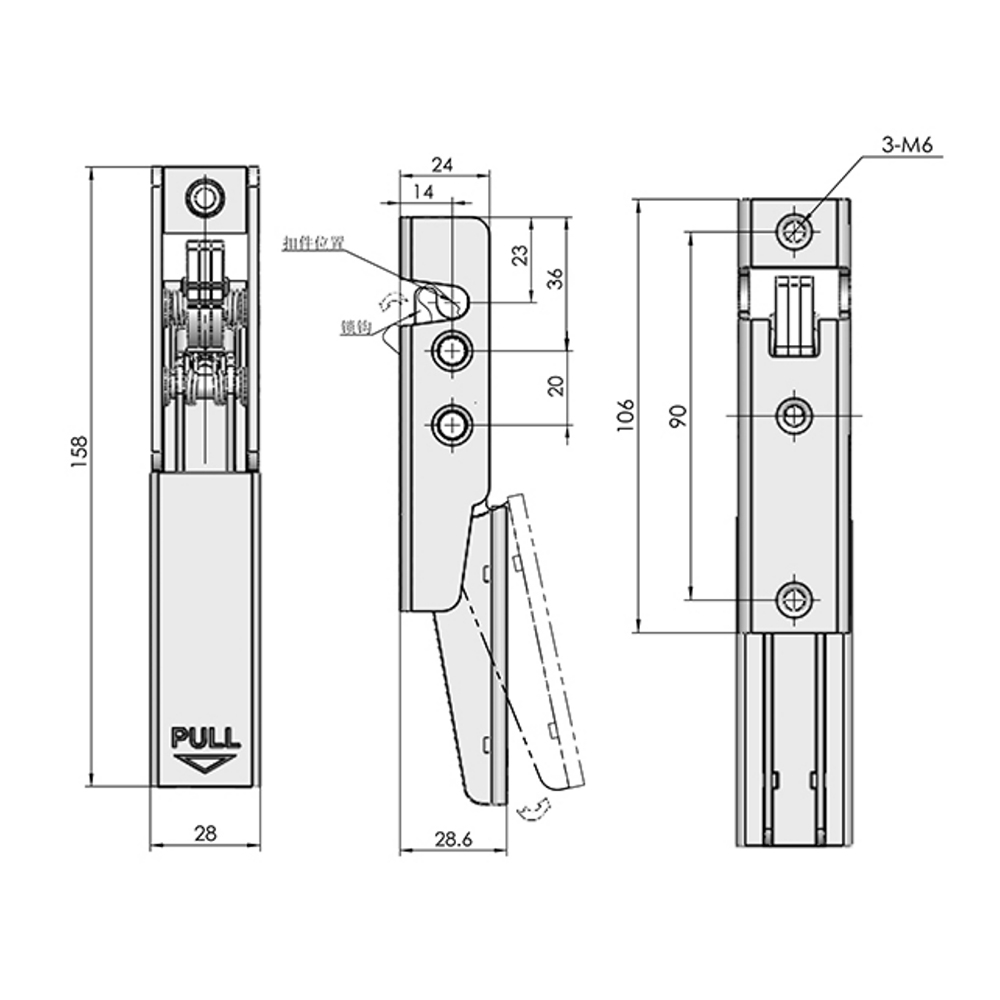 DK638 Stainless Steel Handle Heavy-Duty Latch