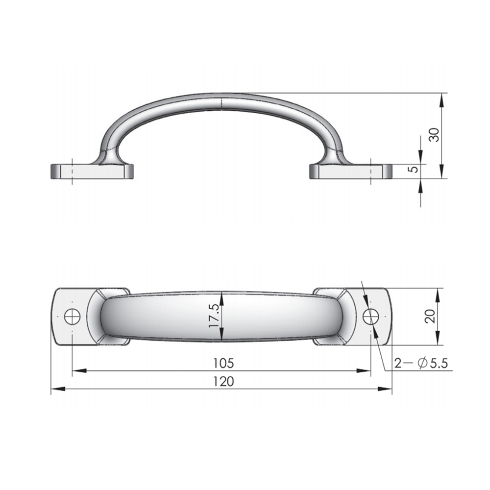 BT3034 Stainless Steel Handle – Mirror Polished, High Load Capacity