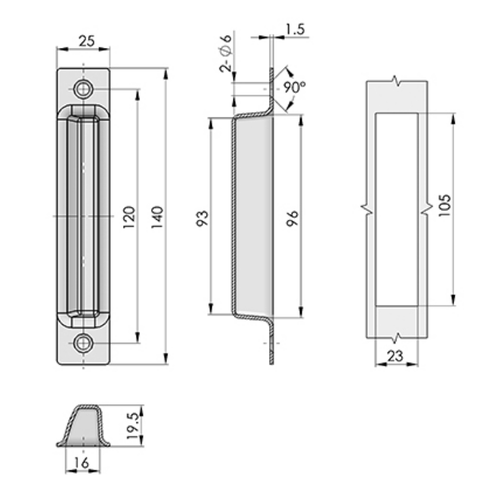 LS541 Stainless Steel Flush Handle with Polished Finish