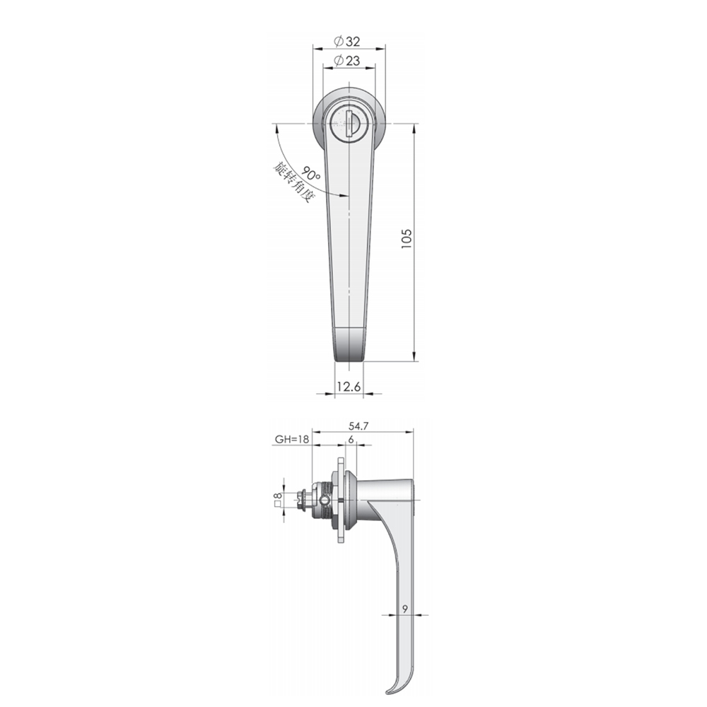 MS324 Lever Handle Cam Latch Lock with Zinc Alloy Handle and Steel Cam