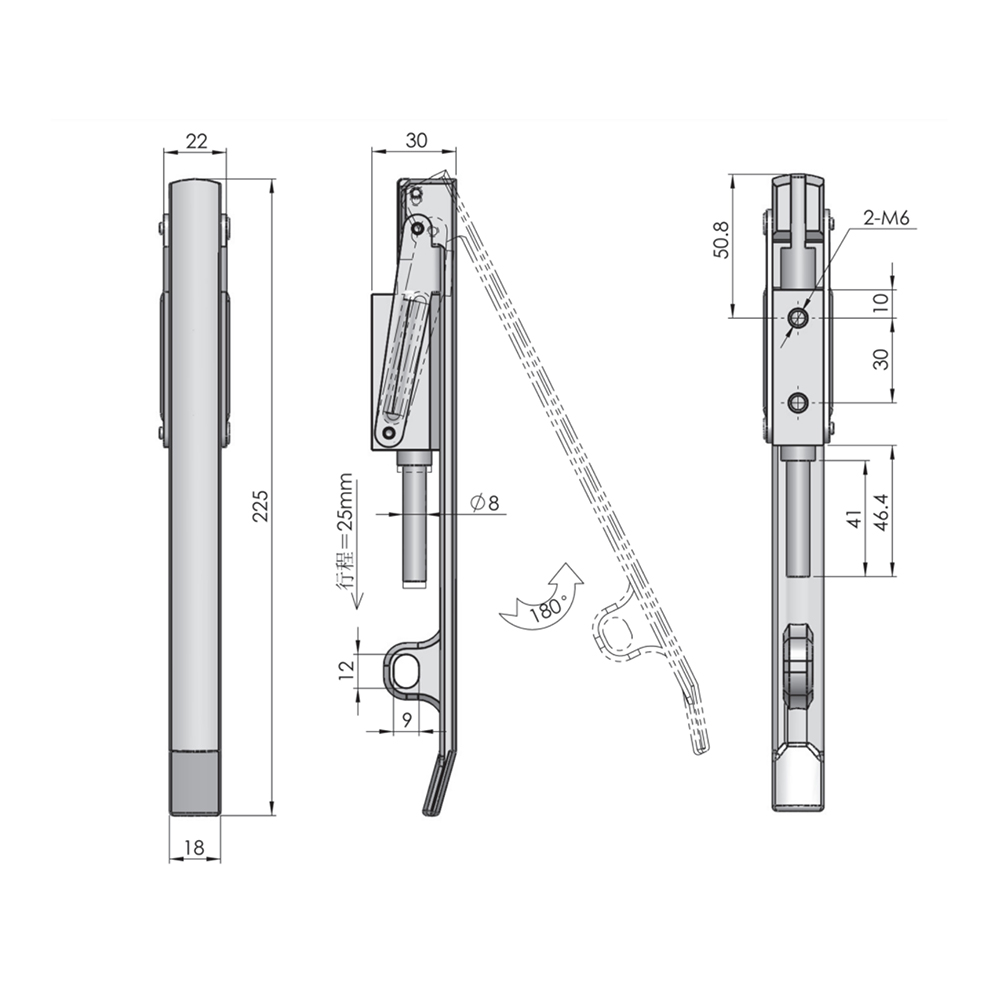 MS353 Swing Handle Lock with Zinc Alloy Handle and Steel Shaft