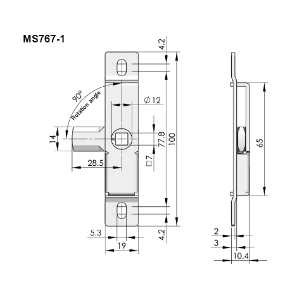 MS767 Series Budget Lock with Hooked Tongue and Right/Left-Hand Options