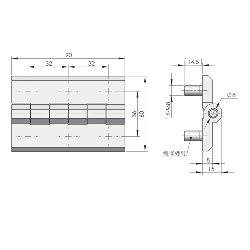  CL226-5A/CL226-5X Industrial Hinges with 180° Opening - Robust Waterproof Design