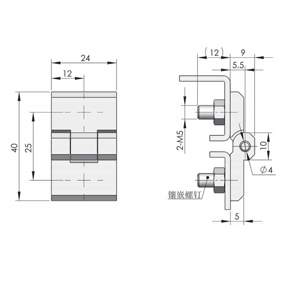 CL226-6A Torque Hinge, 180° Opening, Black Matte Finish