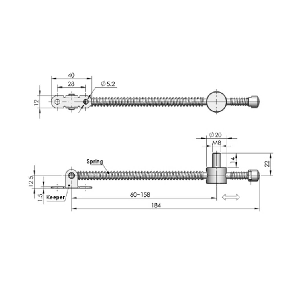 TX100-B Adjustable Friction Stay with Knob Lock, Model TX100-B, Polished Chrome Finish