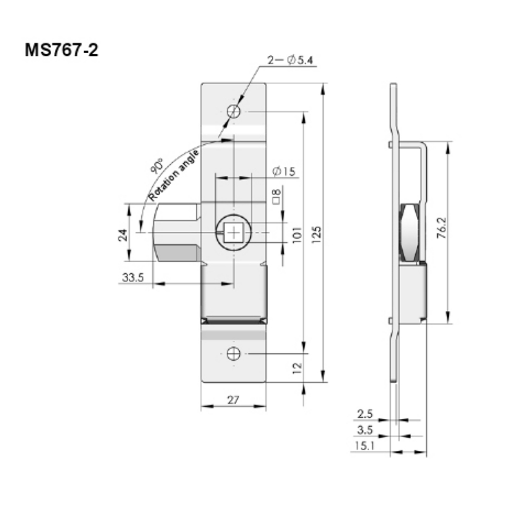 MS767 Series Budget Lock with Hooked Tongue and Right/Left-Hand Options