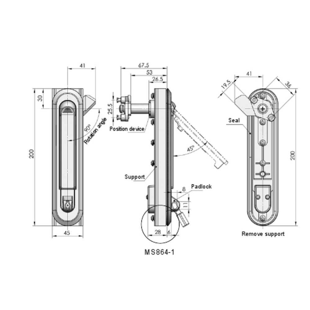  MS864-4/1/1A/3/3A Zinc Alloy High-Security Lock with Adjustable Features