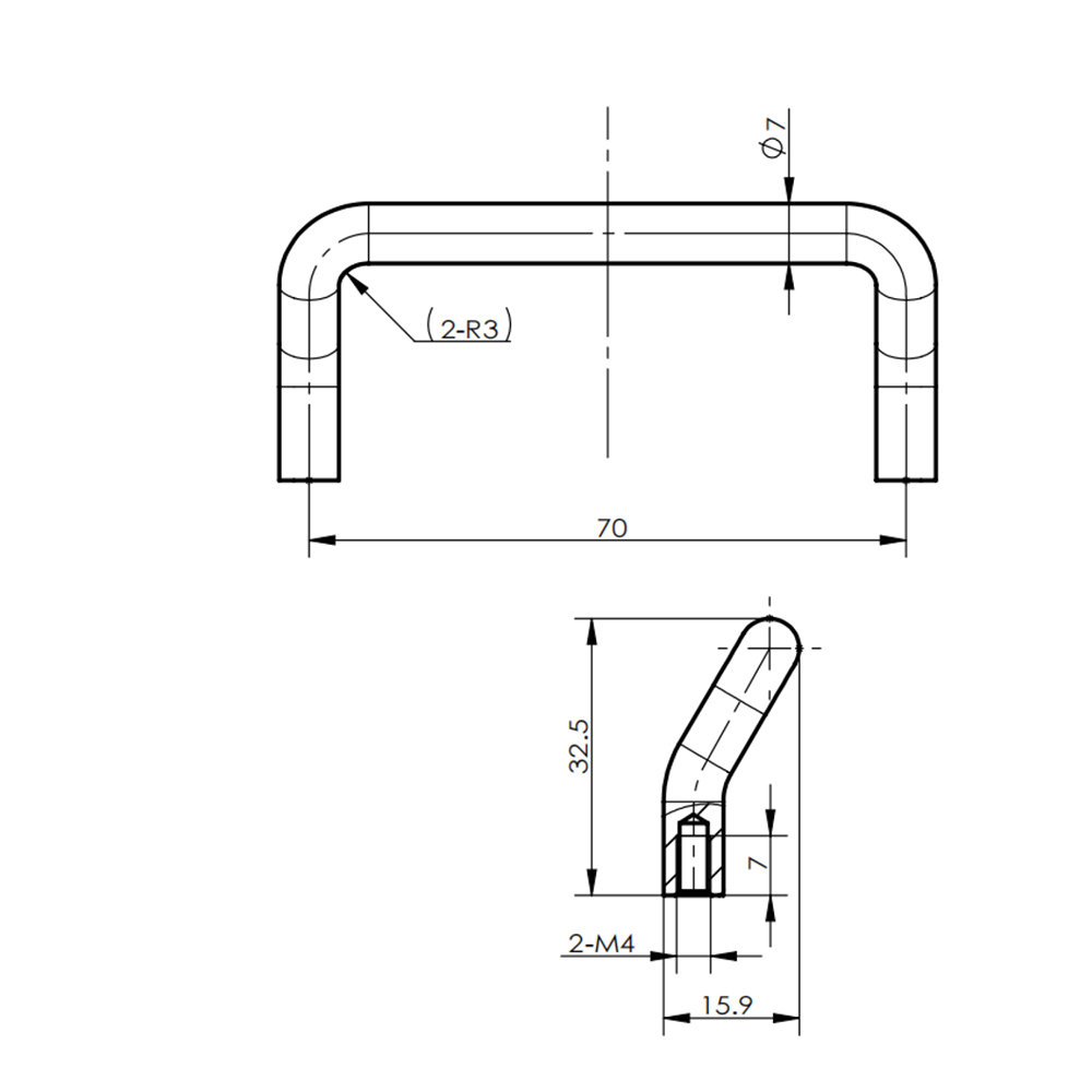  LS539-2 Carbon Steel Pull Handle with Bright Chrome Finish