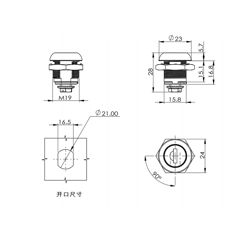 MS744 Cam Lock with 90° Rotation, Zinc Alloy Construction, Zinc-Plated Steel Cam