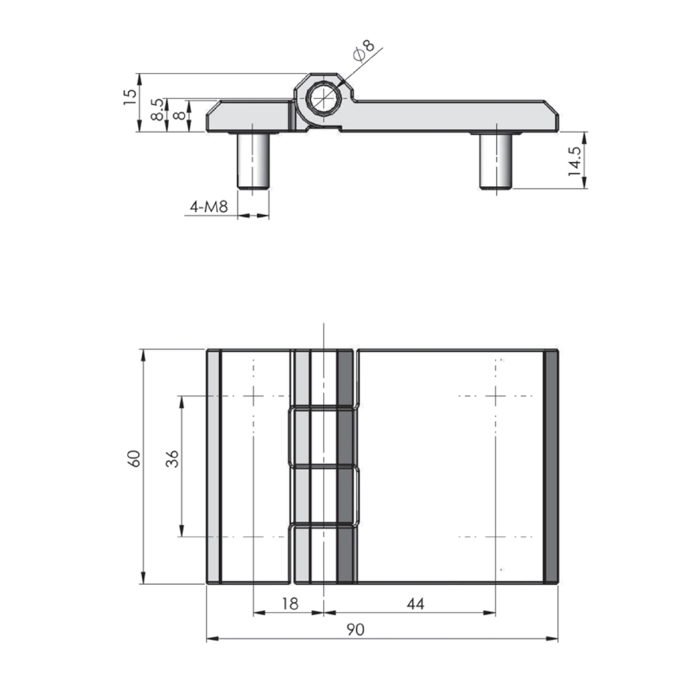 CL226-4A Heavy-Duty Hinge – Zinc Alloy Construction, 180° Opening Angle, Black Matte Finish
