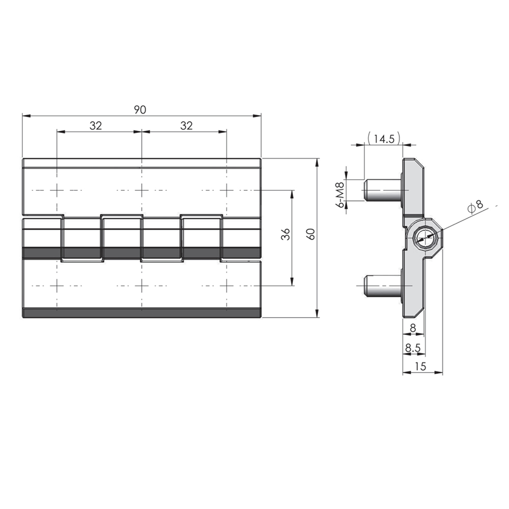  CL226-5A/CL226-5X Industrial Hinges with 180° Opening - Robust Waterproof Design