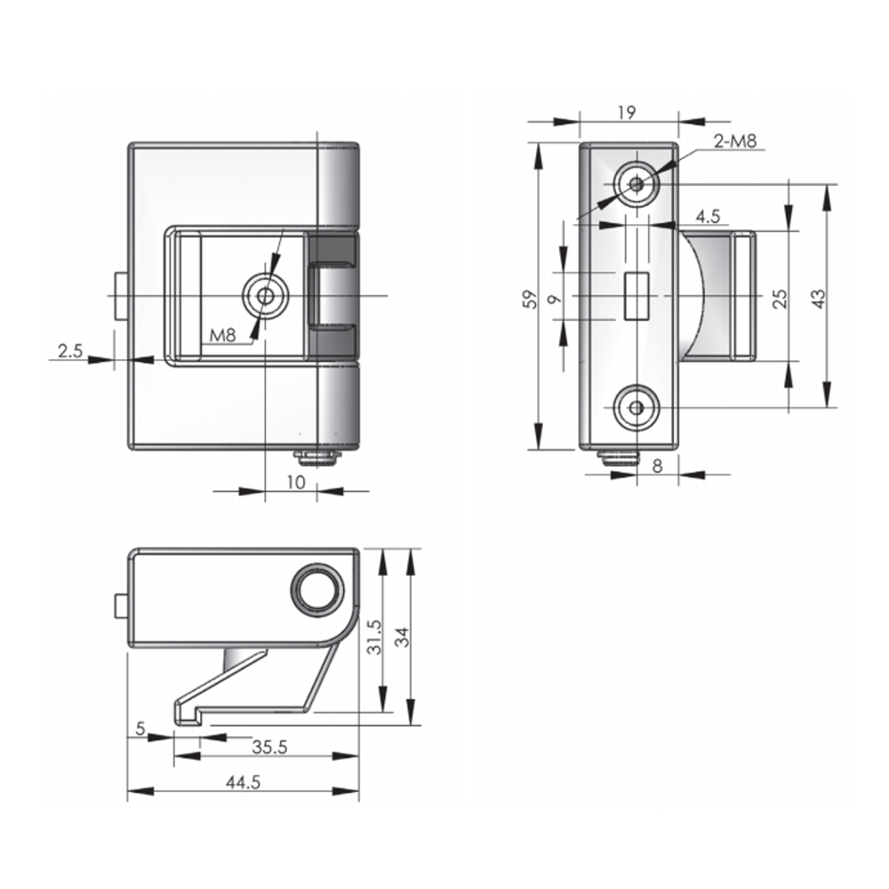  CL133 Zinc-Plated Carbon Steel Hinge with 2000N Axial Load Capacity