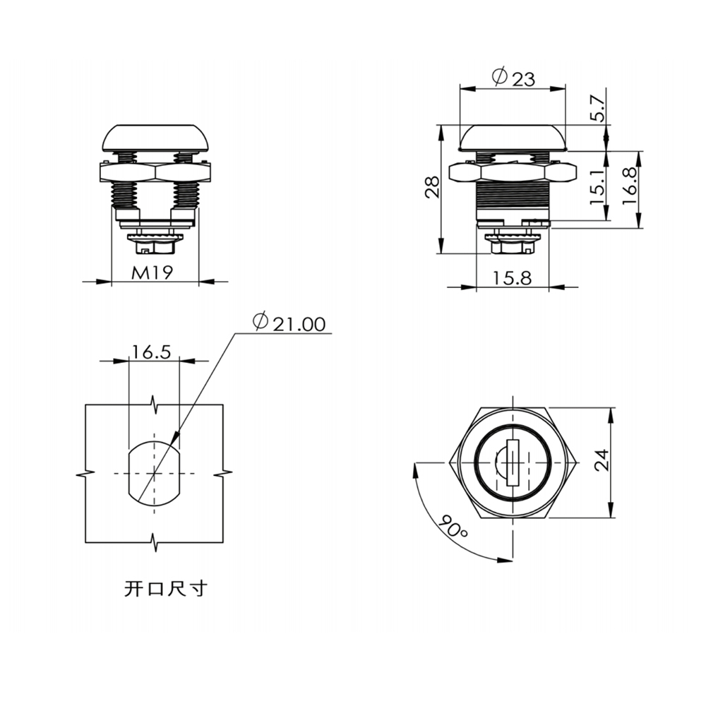 MS744 Cam Lock with 90° Rotation, Zinc Alloy Construction, Zinc-Plated Steel Cam