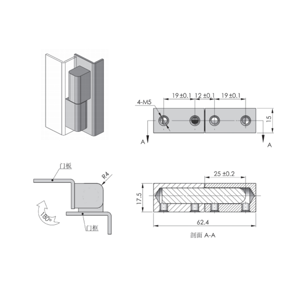  CL203-2B and CL203-7 Compact Concealed Hinges, High Load Capacity, Zinc Alloy