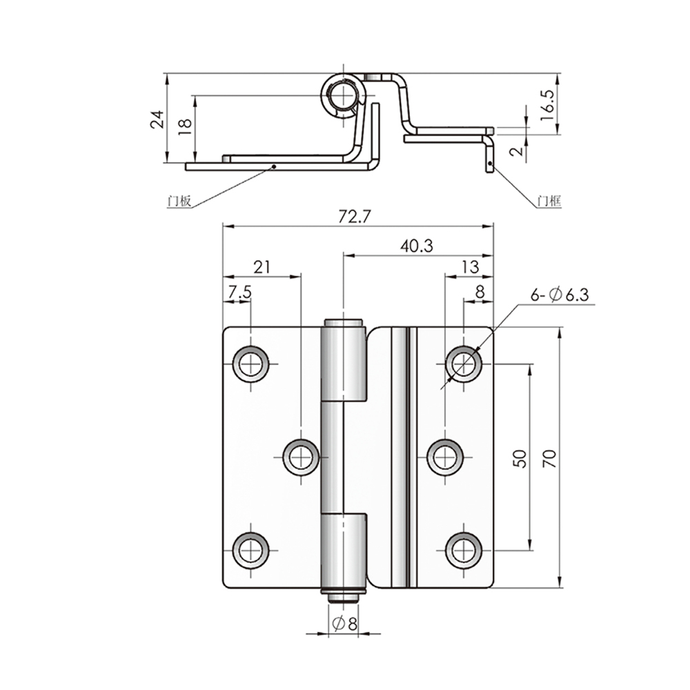 CL261-2 Stainless Steel Butt Hinge - 180° Opening for Industrial and Cabinet Doors