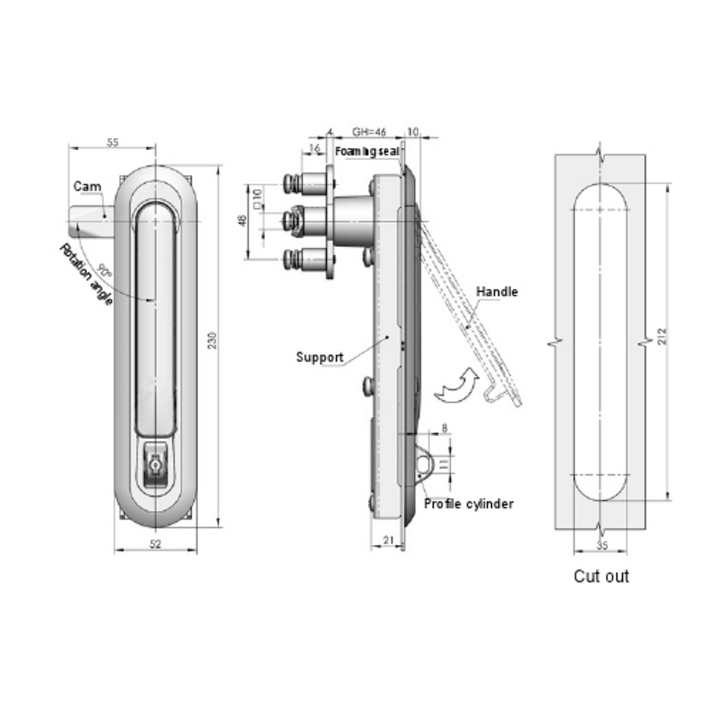  MS864-4/1/1A/3/3A Zinc Alloy High-Security Lock with Adjustable Features