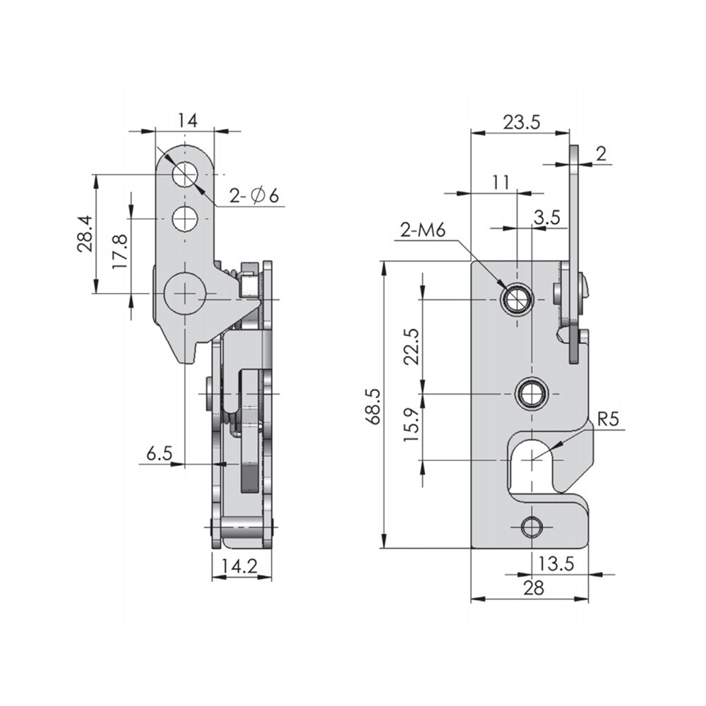 DK618-8 Heavy-Duty Single-Stage Rotary Latch with Trivalent White Zinc Plating