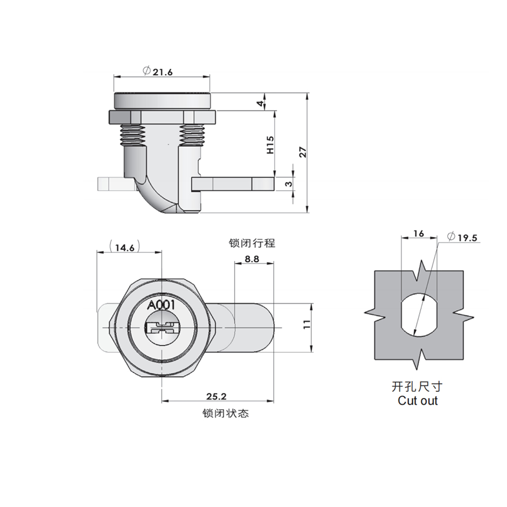 MS786 Locking Cam – 180° Rotation, Black-Coated Zinc Alloy, Secure Lock Core