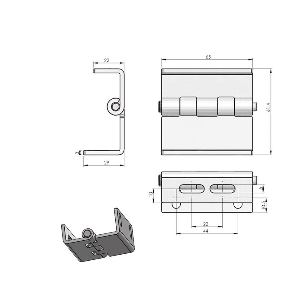 CL261-2 Stainless Steel Butt Hinge - 180° Opening for Industrial and Cabinet Doors