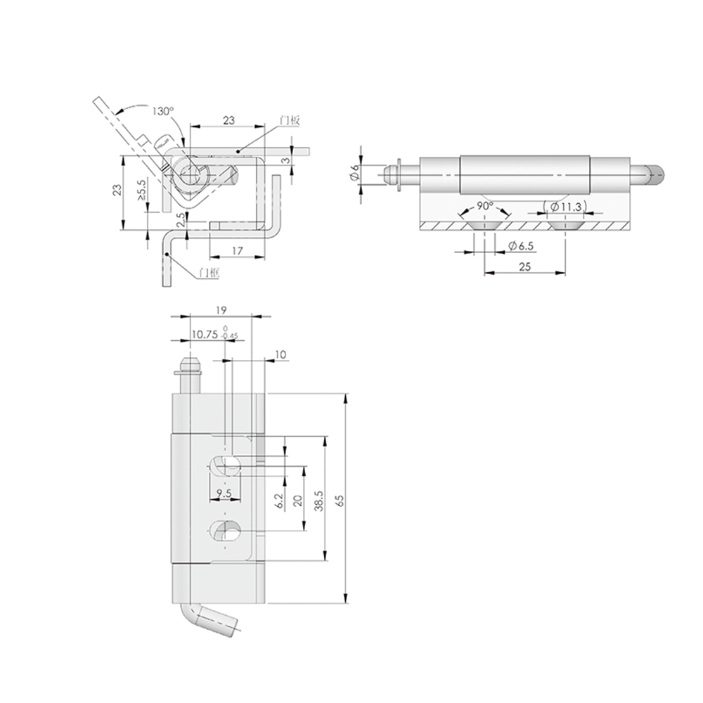 CL283-1/CL283-2/CL283-4/CL283-8 Industrial Hinges - Stainless Steel with 120° to 140° Opening Angles