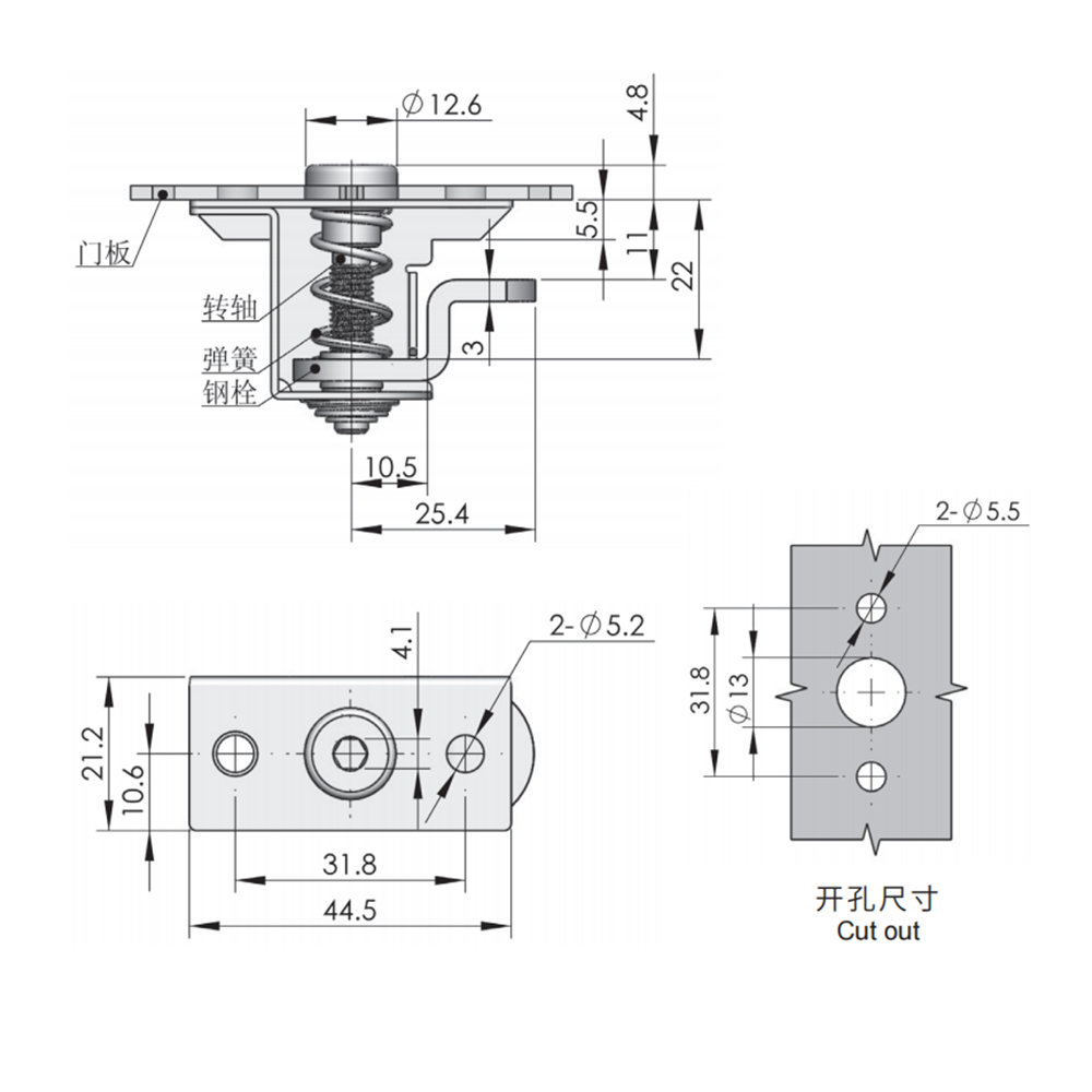 MS735 Series Adjustable Quarter-Turn Latch with Spring-Loaded Design