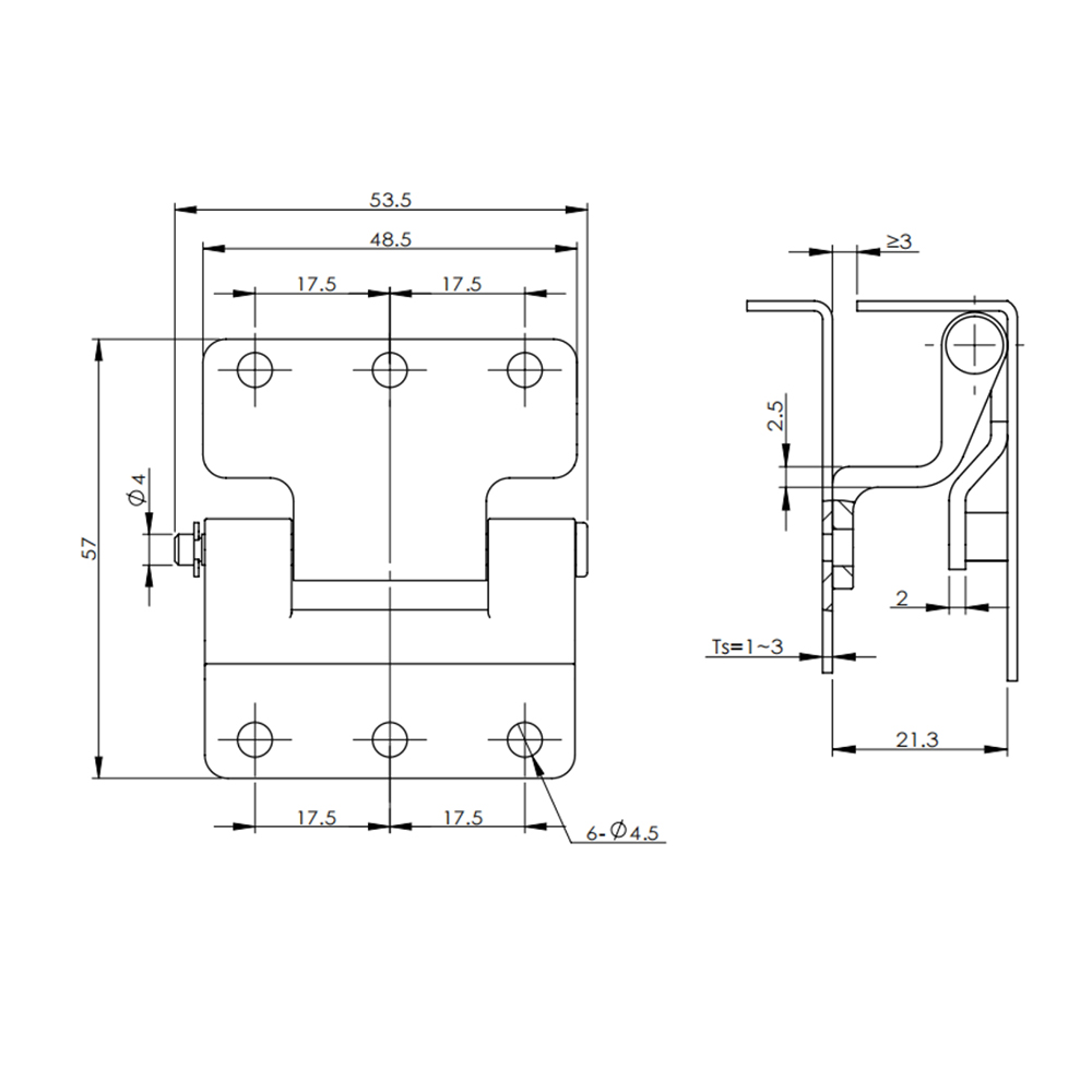 CL261-2 Stainless Steel Butt Hinge - 180° Opening for Industrial and Cabinet Doors