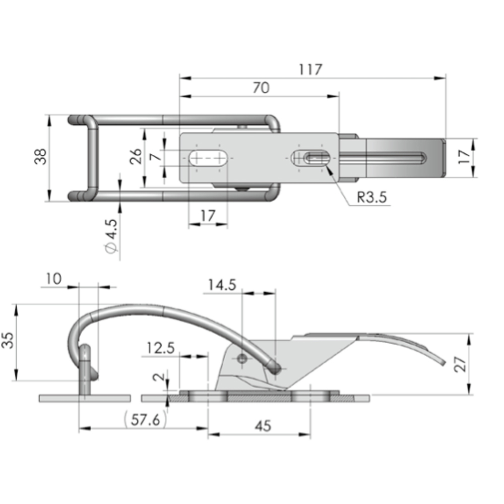  DK617 Stainless Steel Over-Center Latch with Wire Bail Handle